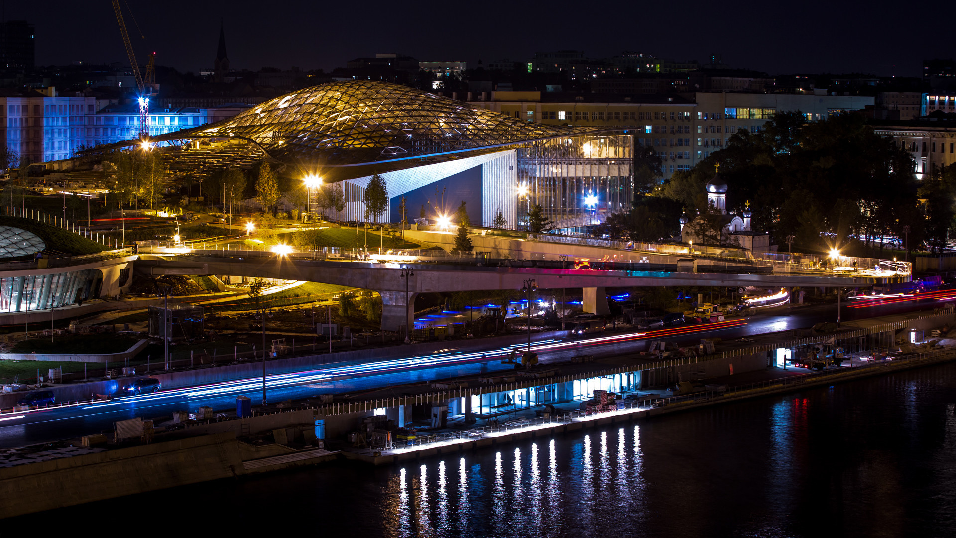 A view of Moscow's Zaryadye Park under construction near the Moscow Kremlin.