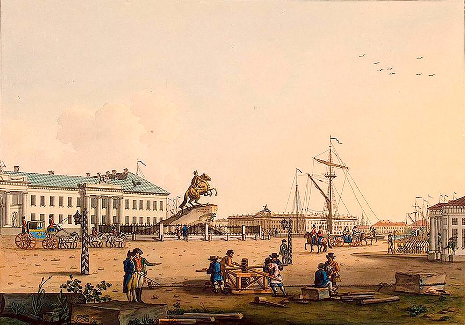 La plaza Senátskaia en San Petersburgo, obra de K. Ludwig
