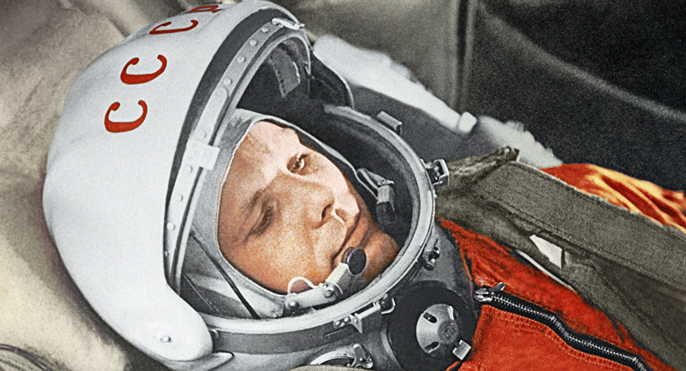 Yuri Gagarin en la nave Vostok, 1961.