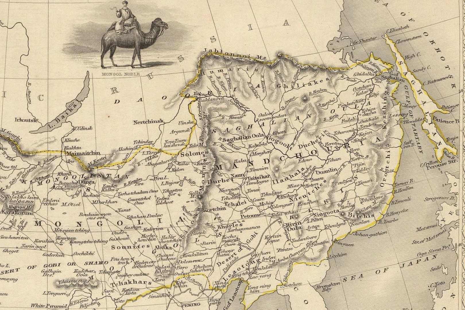 Karte von John Tallis, 1851: Hier wird erstmals der Begriff Mandschurei benutzt. Vorher war stets von 