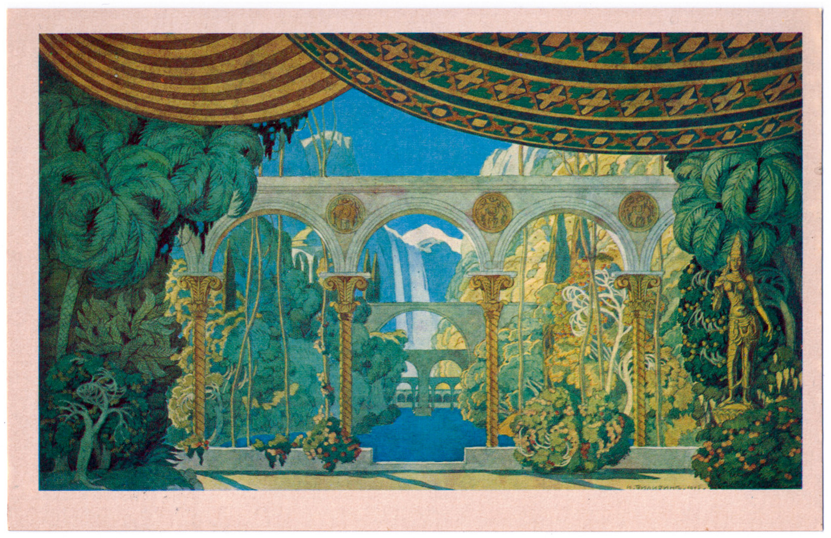 Les Jardins de Tchernomor créés par Bilibine pour l'opéra Rouslan et Lioudmila.