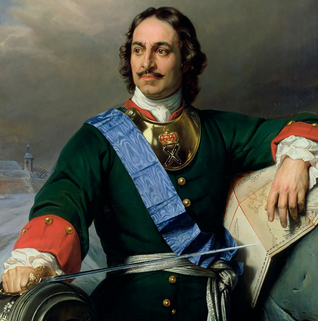 Pjotr I. Veliki. Portret francoskega slikarja Paula Delarocheja.