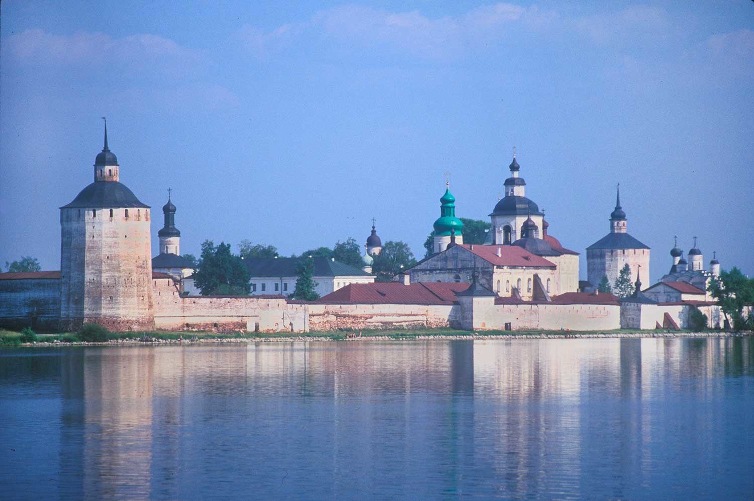 St. Kirill Belozersky Monastery. Southwest view across Siverskoe Lake. July 15, 1999.