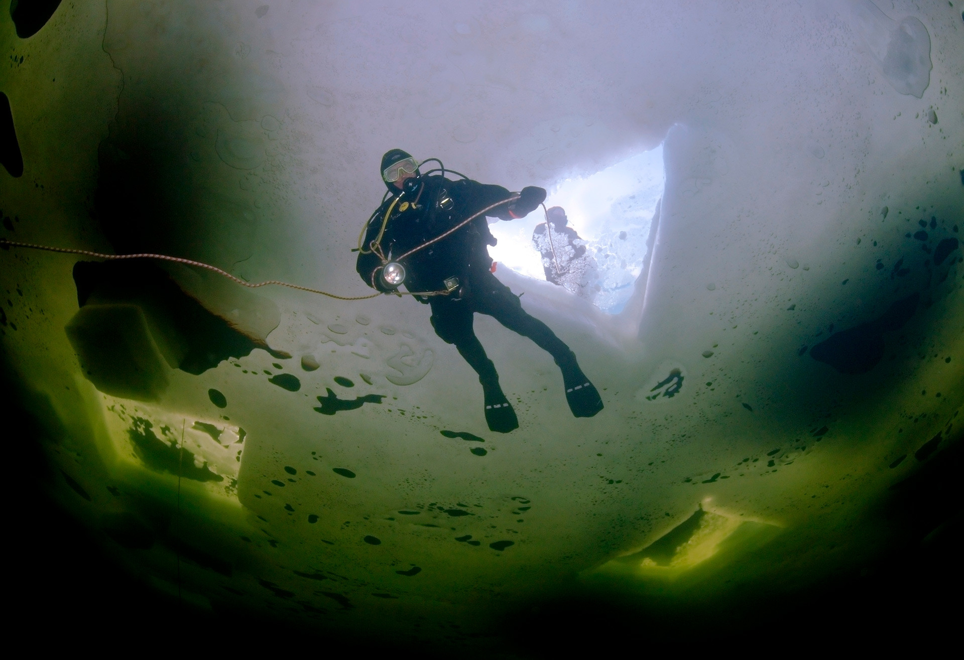 Ice diving in Russia.