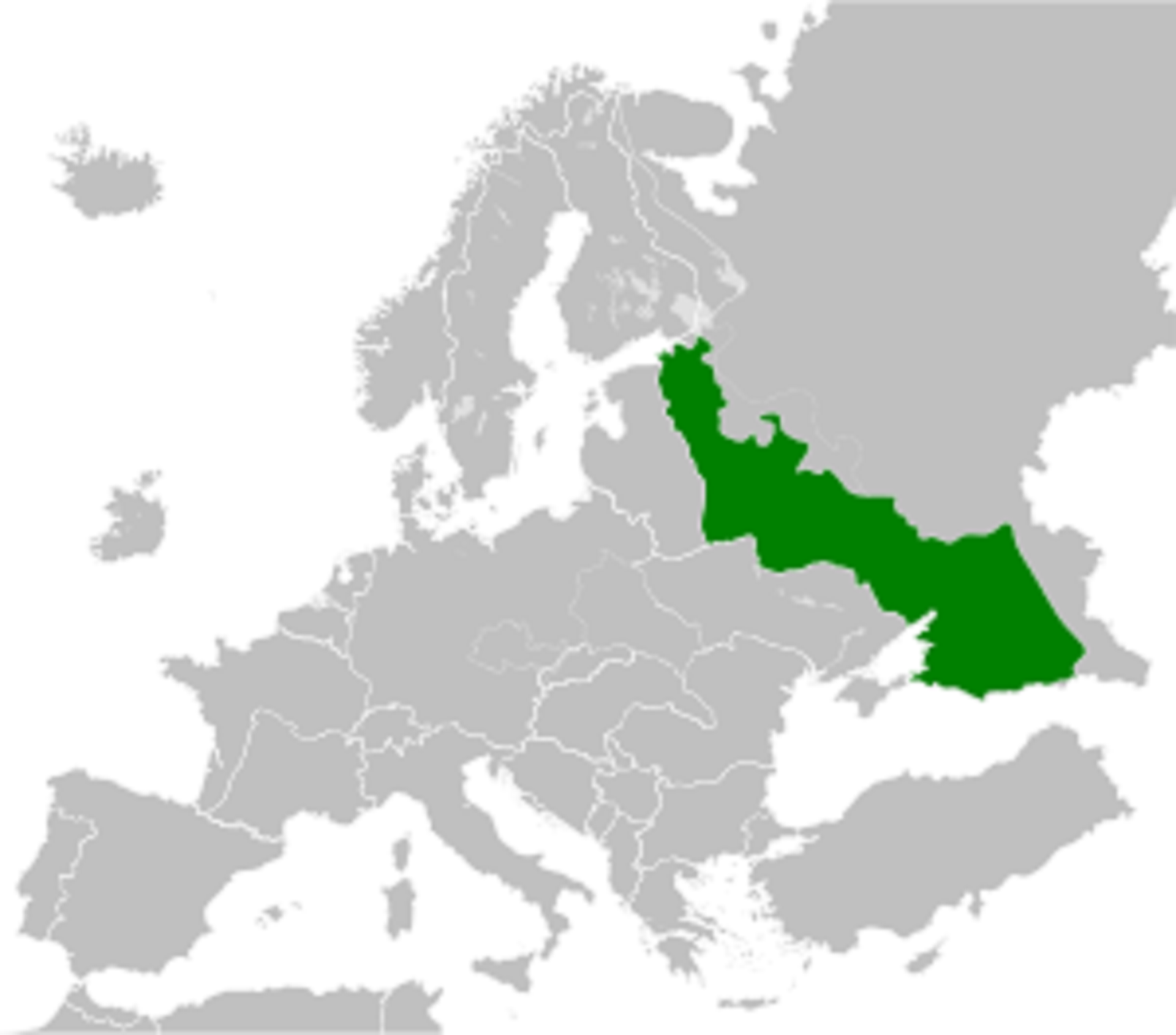 Карта, показваща териториите, които е трябвало да влязат в Московския райхскомисариат.