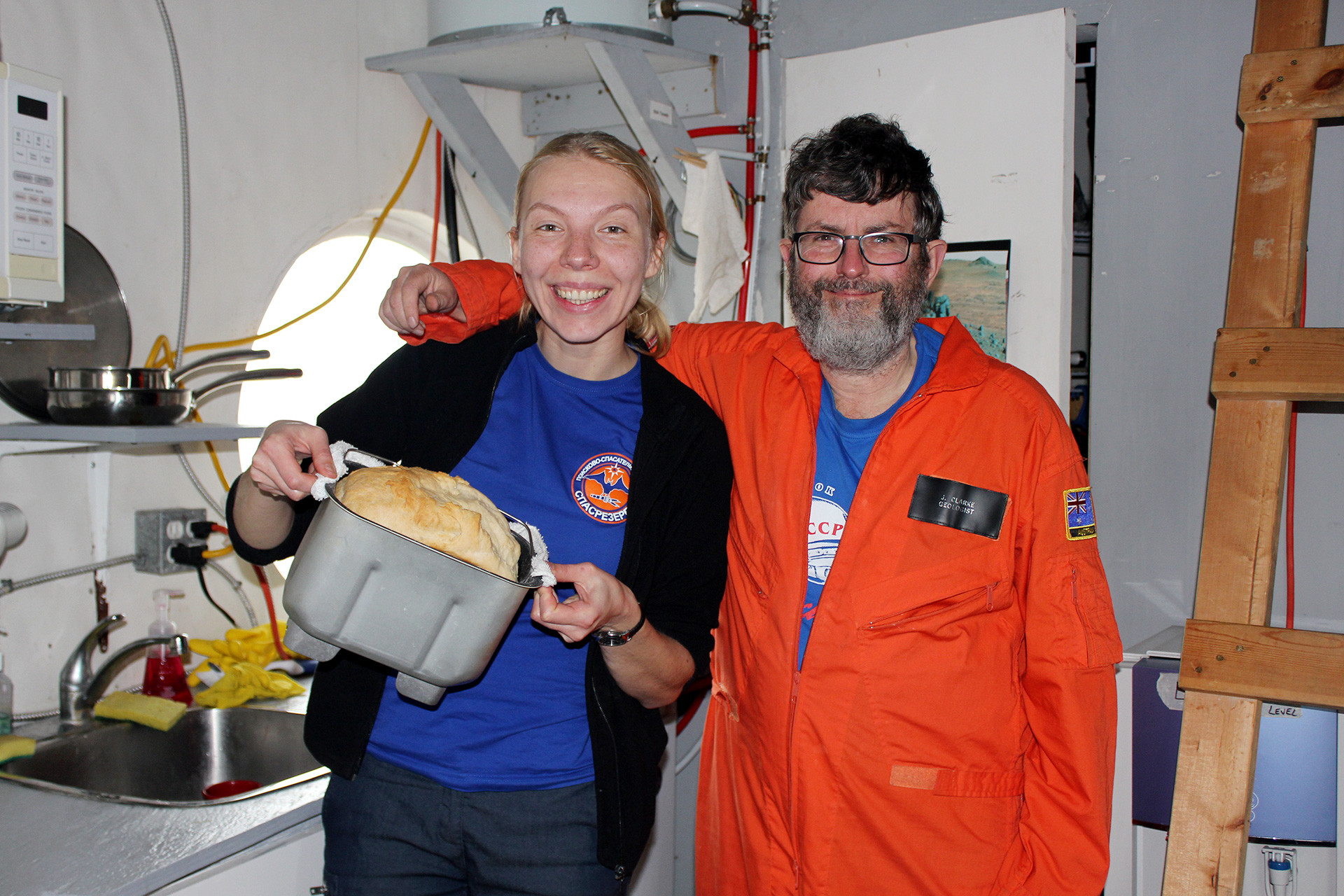 Baking bread, Anastasia and Jon, Arctic, Devon Island.