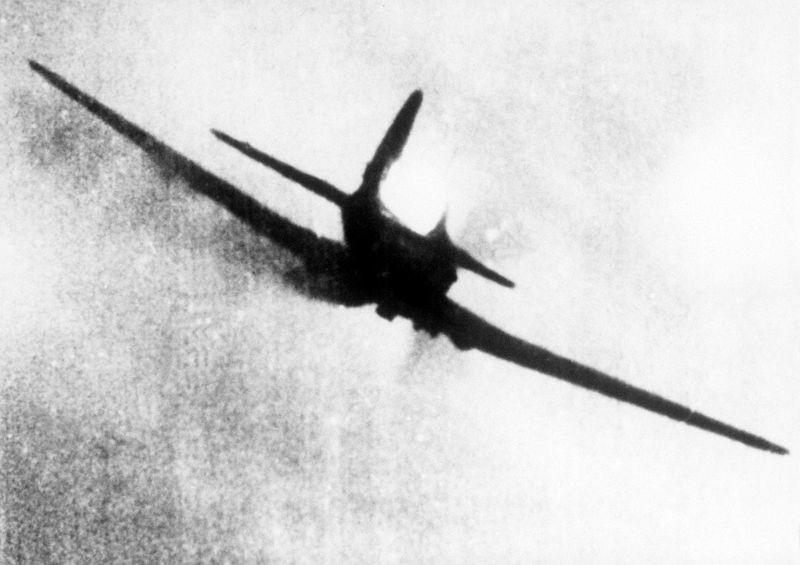 Imagen de un Il-2 tomada desde la foto-ametralladora de un avión enemigo.