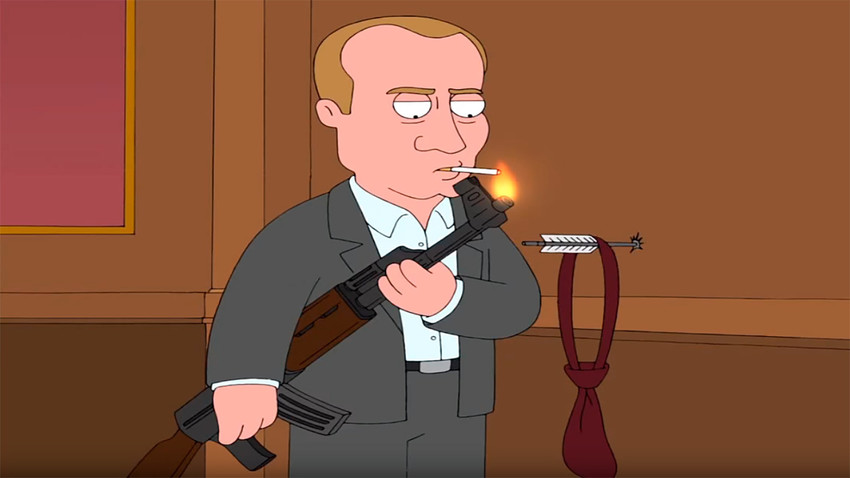 Em Family Guy, Stewie imagina como seria viver na Sibéria, onde se vê bebendo leite de loba.
