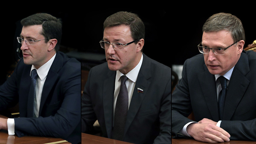 Gleb Nikitin, Dmitrij Azarov, Aleksandar Burkov (slijeva nadesno) - tri privremena guvernera koje je Vladimir Putin imenovao u jesen 2017.

