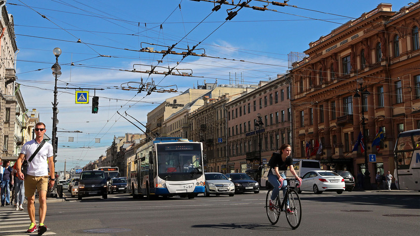 A trolleybus on Nevsky Prospect