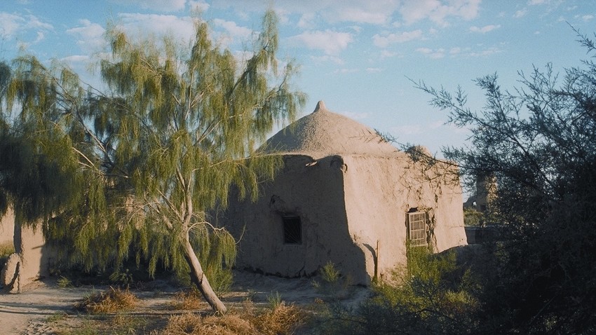 Altes Mausoleum mit Saksaul Baum, Turkmenistan