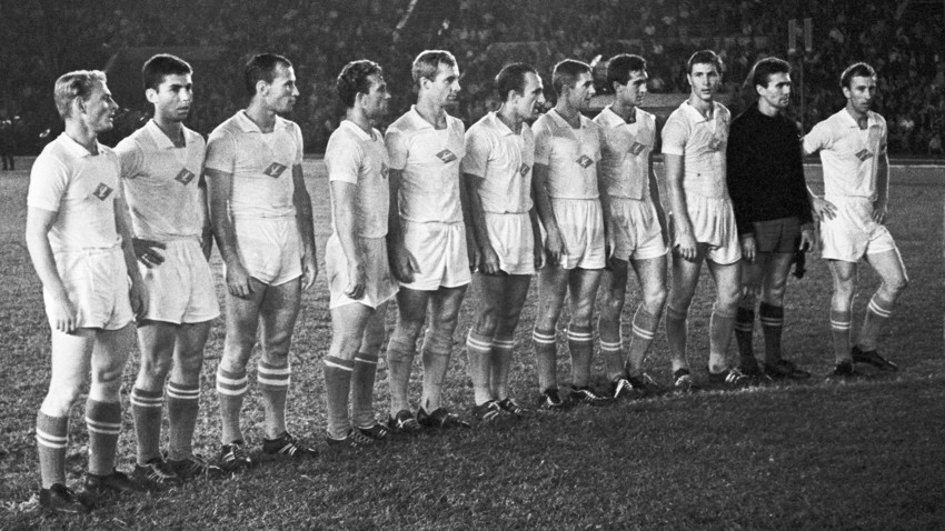  FC Spartak Moscow players before a football match, 1963
