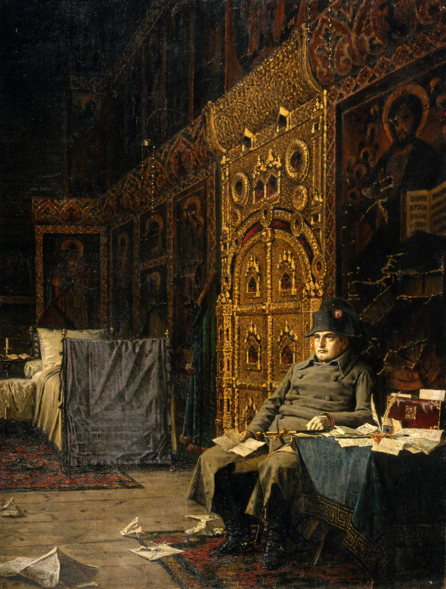 Di panggung. Berita Buruk dari Prancis karya Vasily Vereshchagin, 1887-1895, cat minyak pada kanvas.