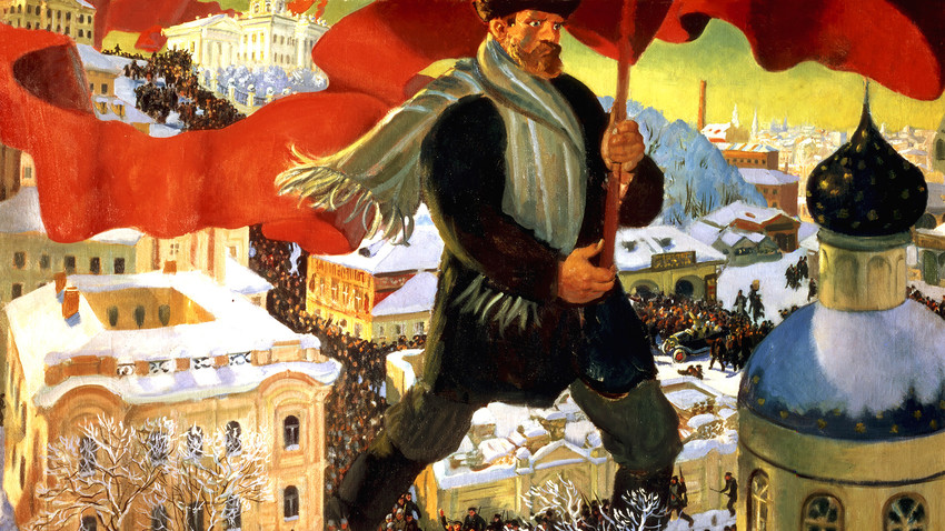 Boris Kustodiyev, Bolshevik, 1920, oil on canvas, State Tretyakov Gallery.