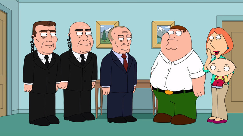 Vladimir Putin berhadapan dengan Peter Griffin.
