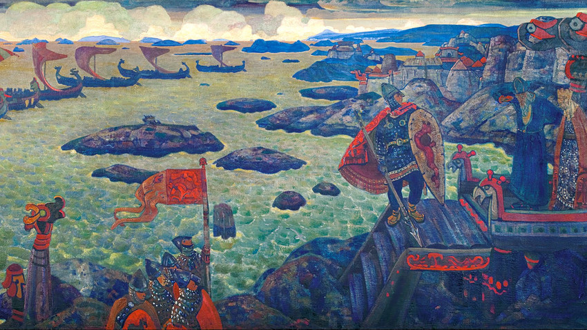 Bersiap untuk Menyerang (Pasukan Varyag di Laut) karya Nicholas Roerich.