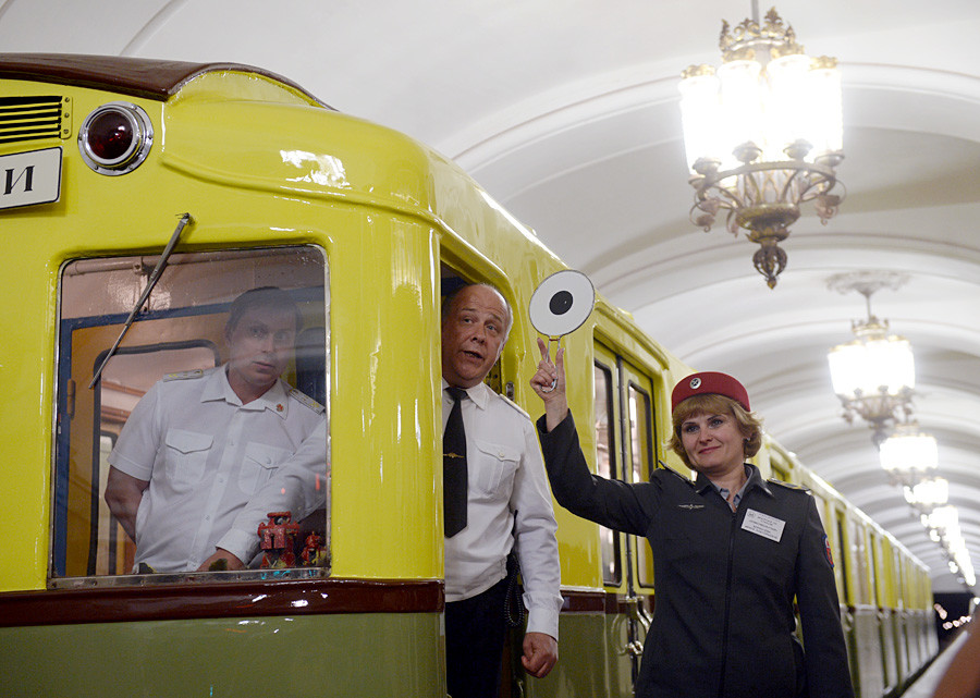 Launch of the Train Parade, at the Komsomolskaya Koltsevaya Metro Station.