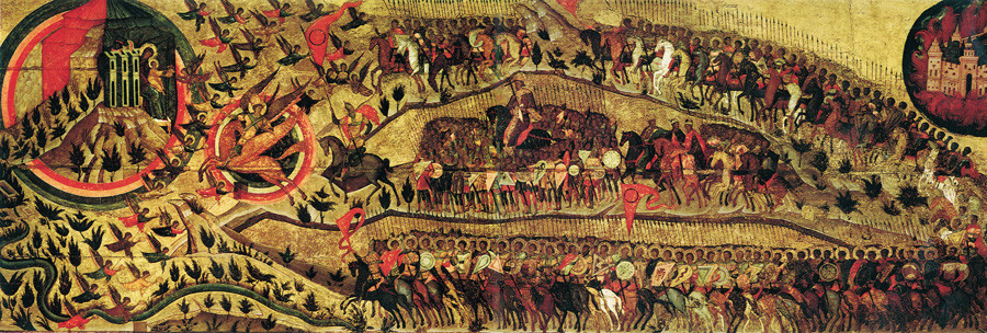 Lukisan yang sering dianggap sebagai lambang pengepungan Kazan oleh tentara Ivan IV.
The State Tretyakov Gallery.