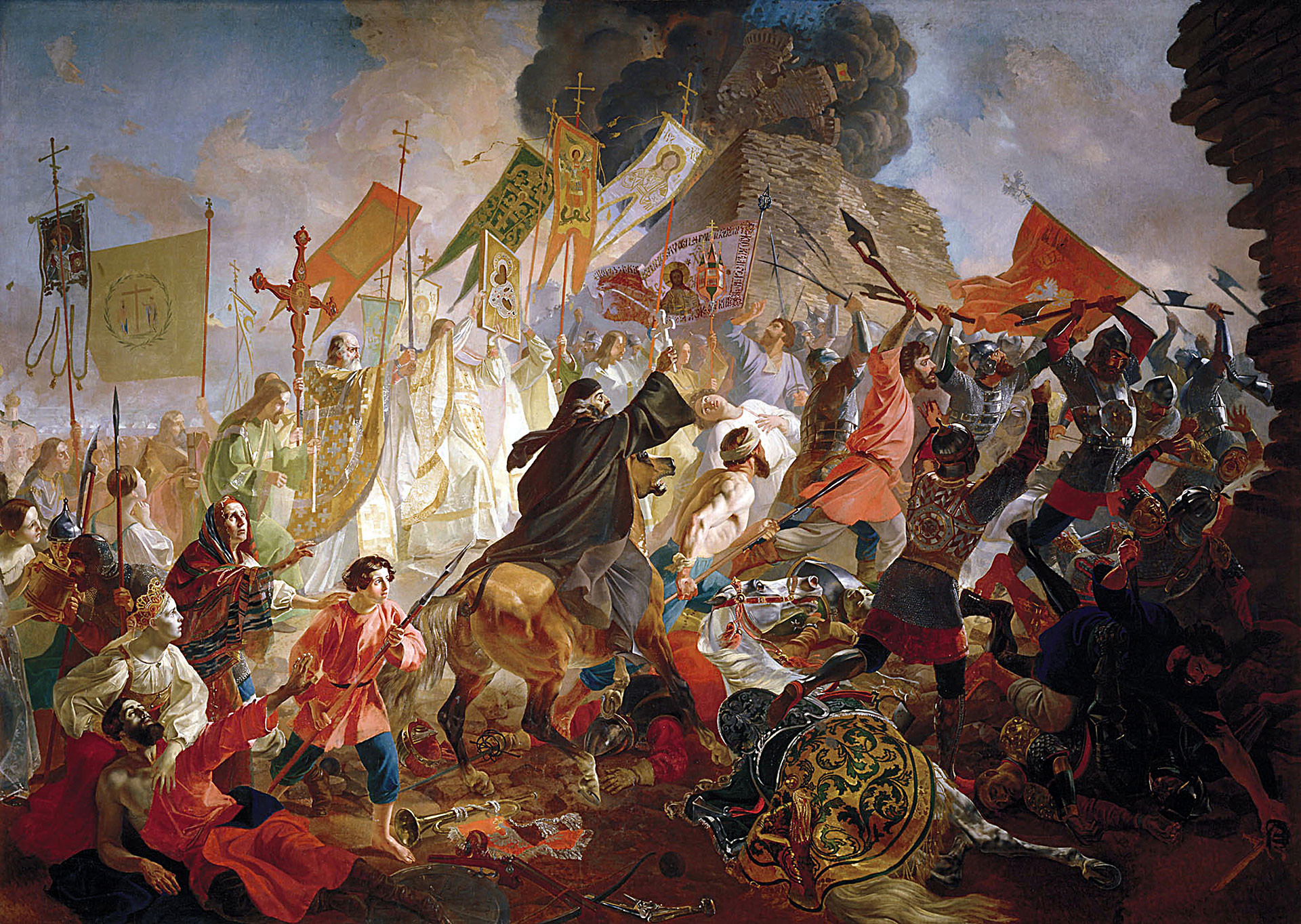 Karl Brjullov. Opsada Pskova od strane poljskog kralja Stjepana Báthoryja, 1843. Ulje na platnu.