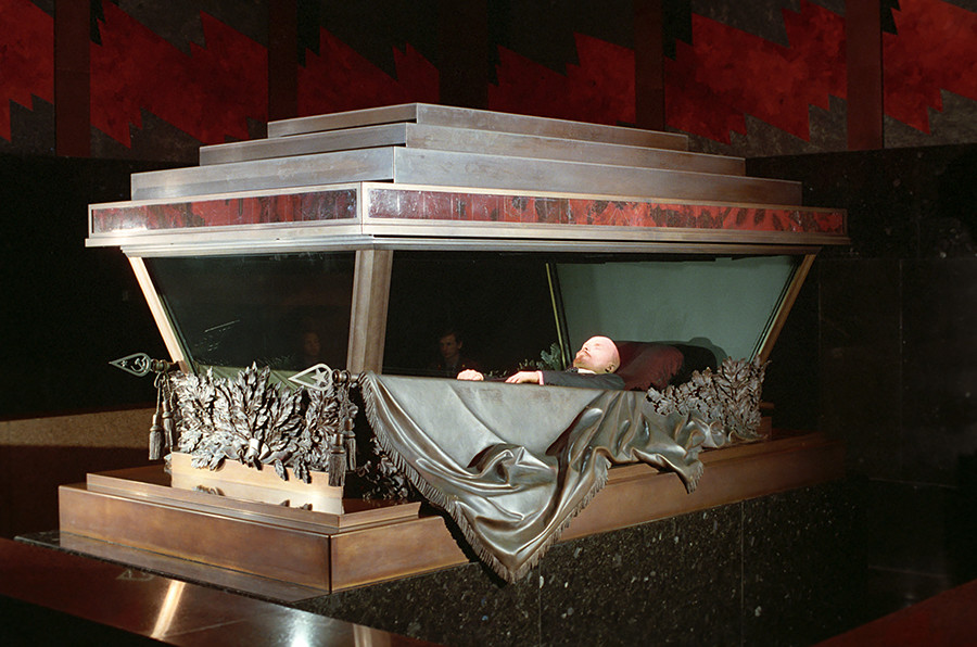 Lenin's body in the sarcophagus