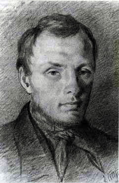 Fjodor Mihajlovič Dostojevski pri 26 letih, avtor skice Konstantin Aleksandrovič Turtovski, 1847