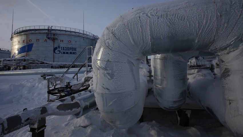 Gazprom-Anlagen des Öl- und Gasfeldes in Nowoportsk, Autonome Region Jamalo-Nenez, Nordrussland