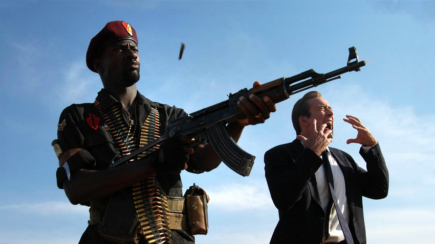 The legendary AK-47 assault rifle has stared a main ‘arms’ role in many Hollywood films. Pictured: Lord of war, 2005. 