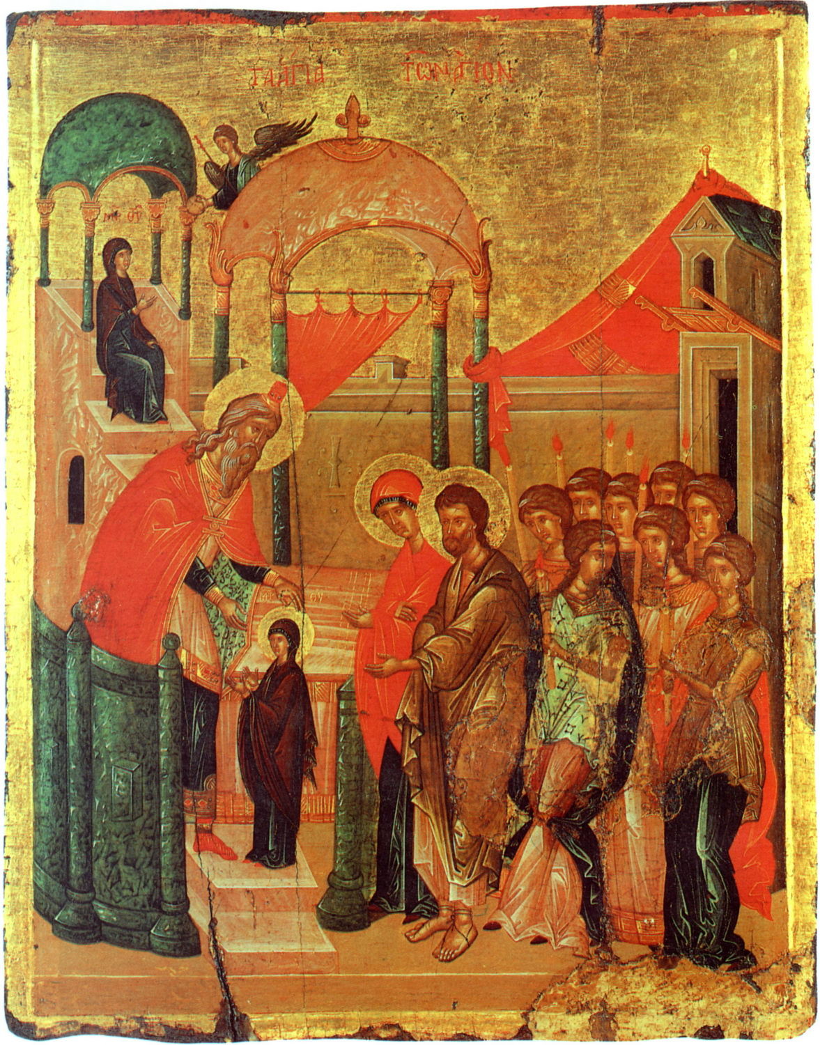 Russische Ikone Mariä Tempelgang, zweite Hälte des 15. Jahrhunderts
