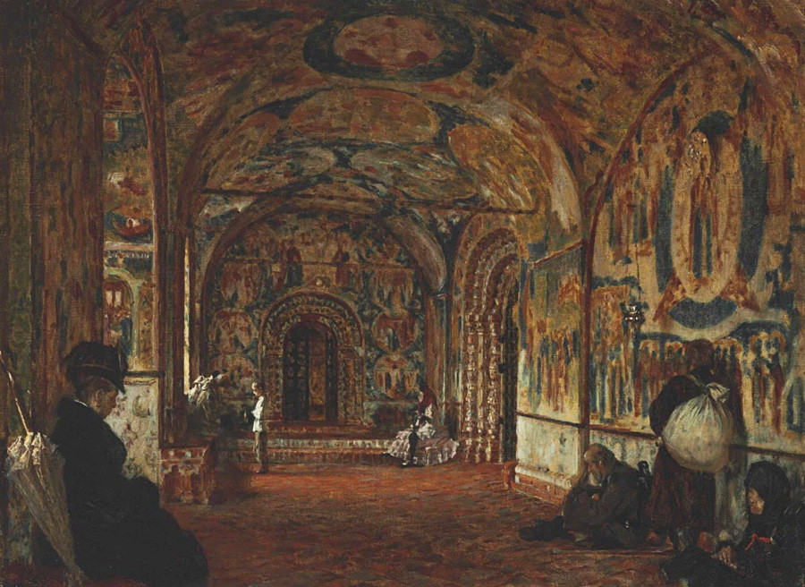 Vasily Vereshchagin. Gallery (papert) of Church of John the Baptist at Tolchkovo. Painted in 1888 in the north gallery of the church.