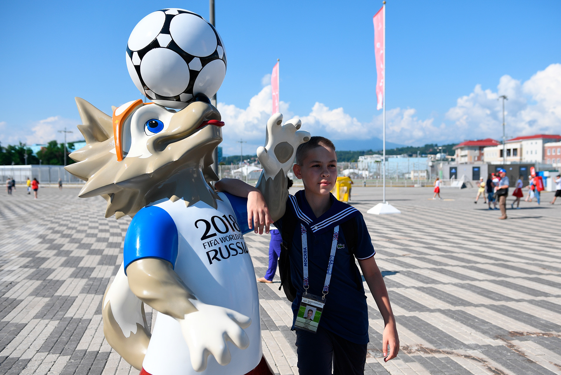 The official mascot of the 2018 FIFA World Cup, Zabivaka the Wolf.