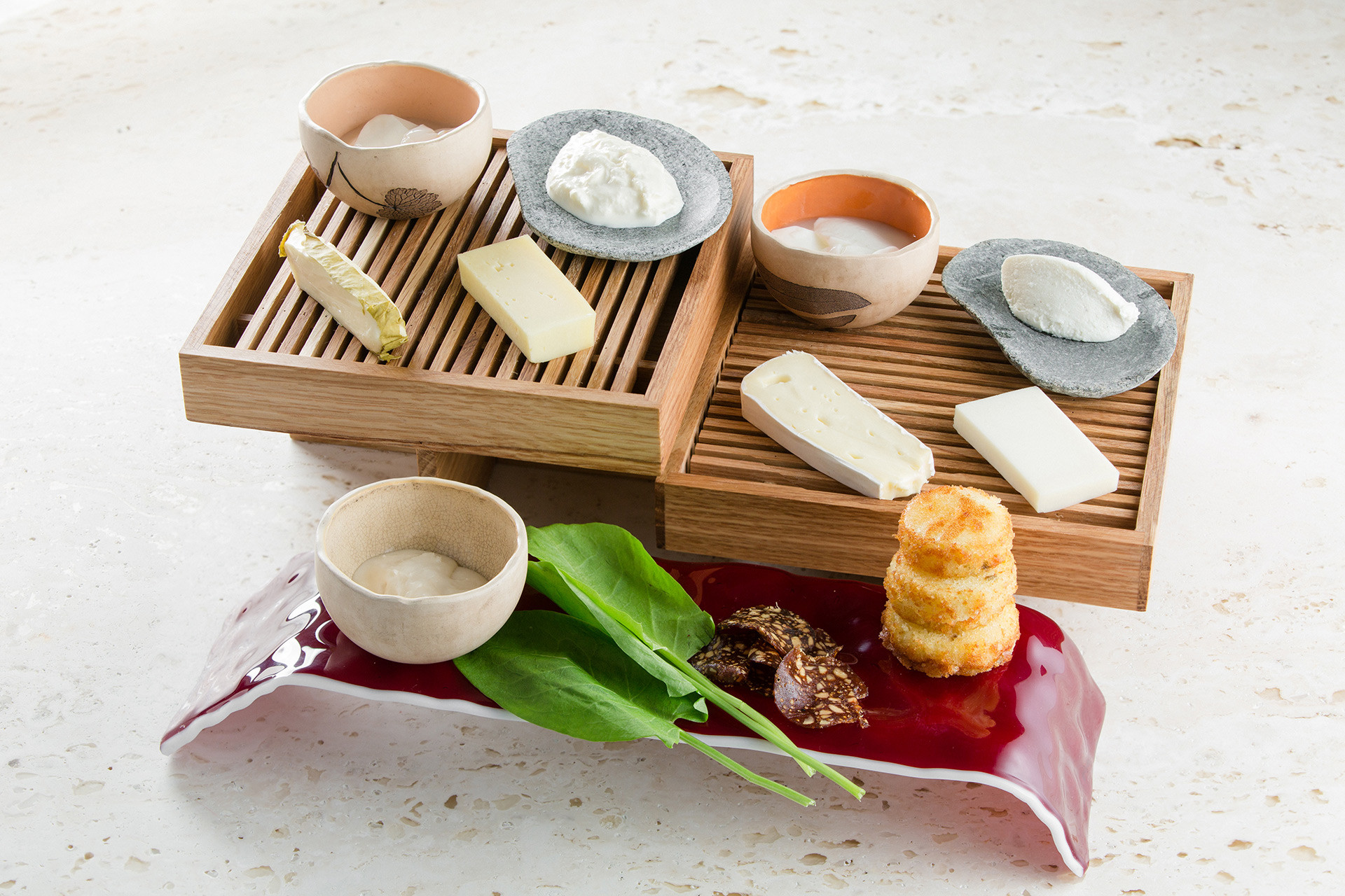 Four types of cheeses from the milk of Nubian goats, and four types of cheeses from cow’s milk. Age-wise, the cheeses vary from six months to today’s morning.