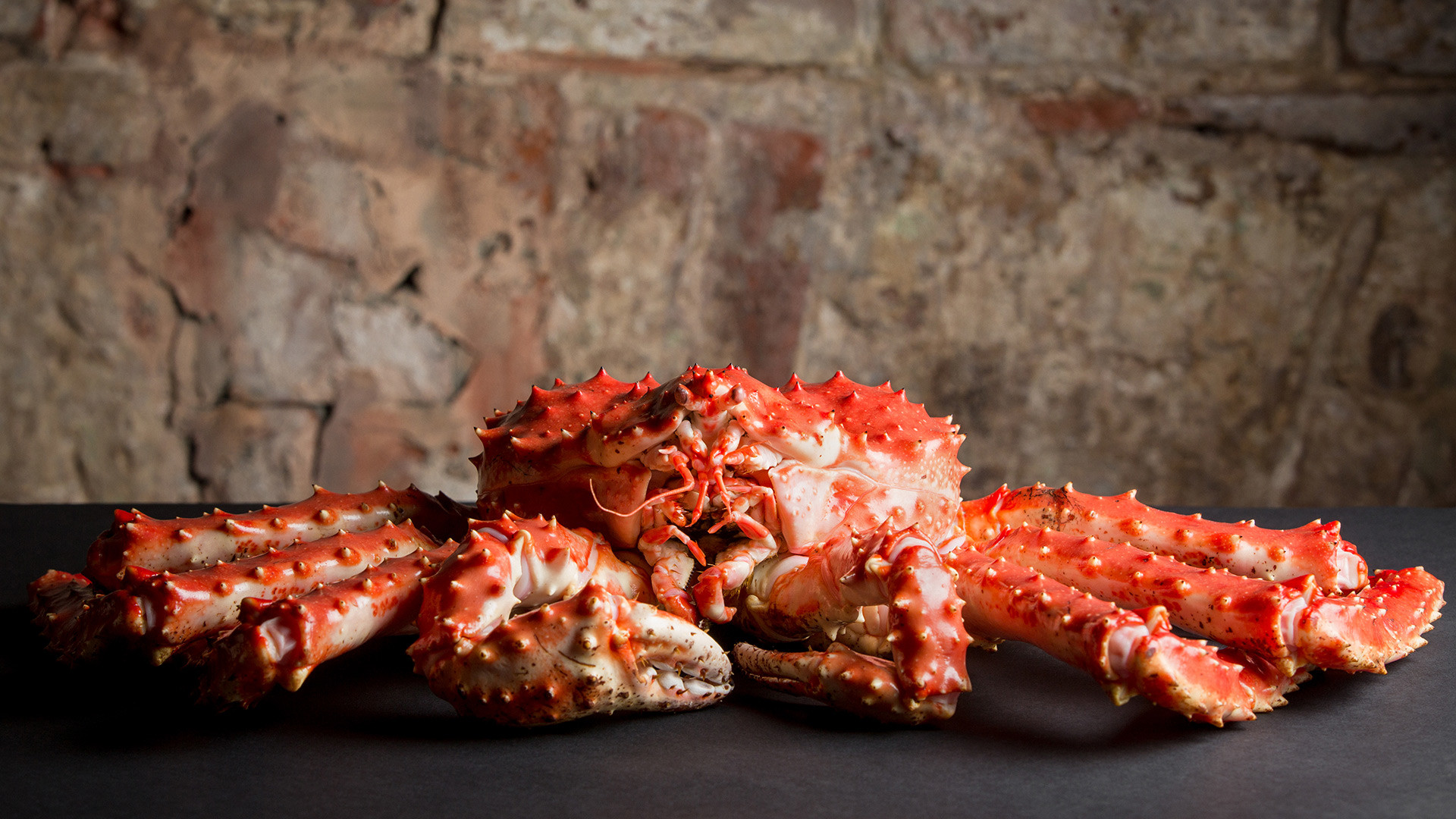 Kamchatka crab salad with pomelo and sun-dried yellow tomato