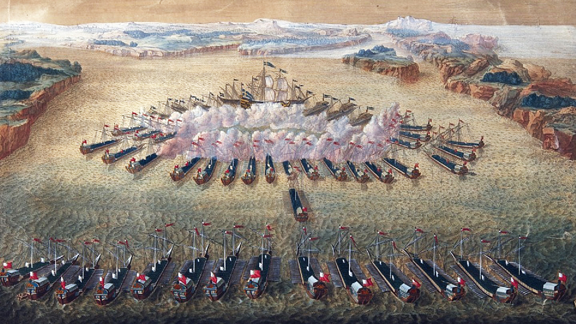 „Битката кај Гангут“, Маурис Бакоа (1724—1727). 