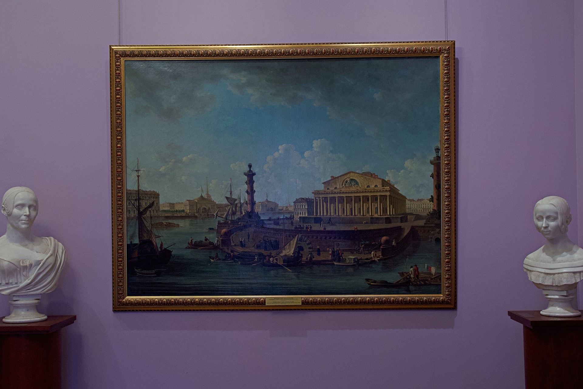 Und auch Sankt Petersburg selbst ist natürlich vertreten - als Gemälde von Fjodor Alexejew (1753-1824): Blick von der Peter-und-Paul-Festung auf die Börse und Admiraltejstwo,1810
