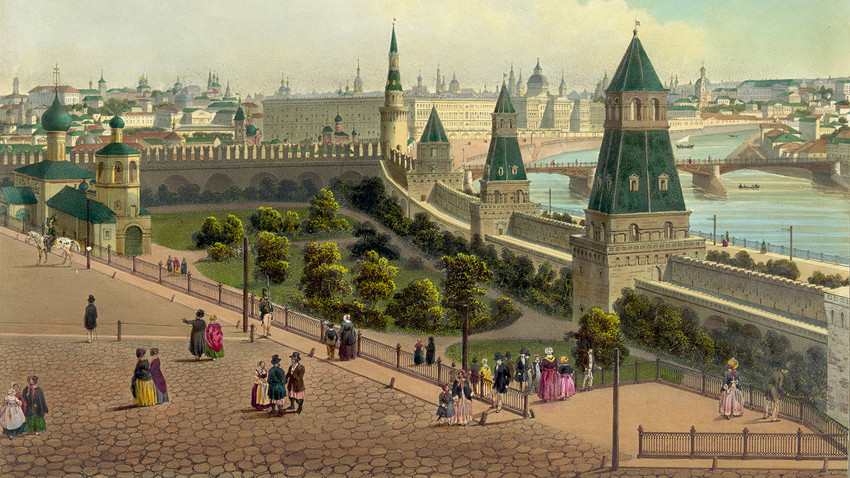 The Moscow Orphanage (from a panoramic view of Moscow in 10 parts), ca 1848. Benois, Philippe.