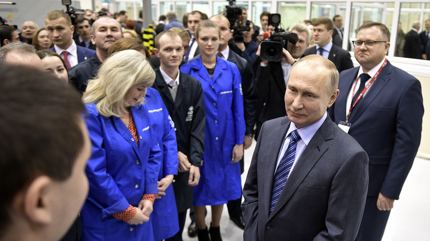 While paying a visit to a factory, the president showed some tenderness all of a sudden