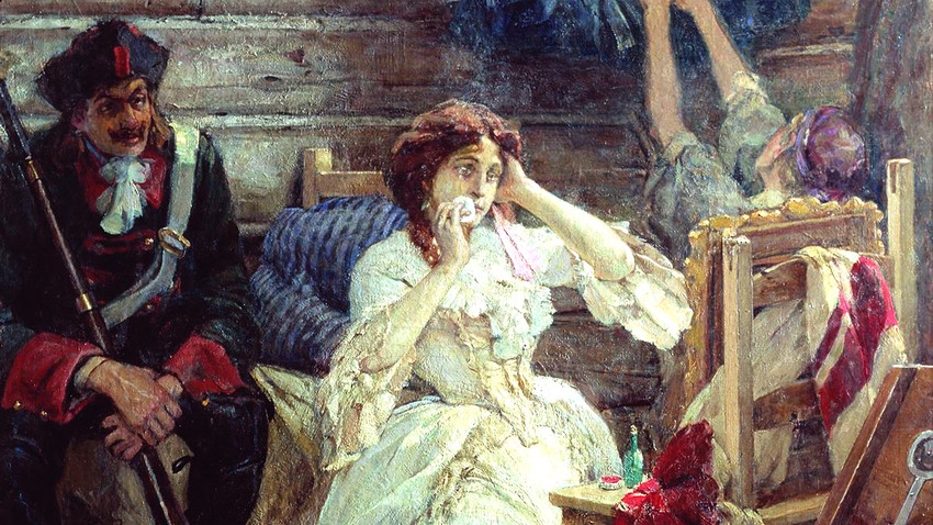 Mary Hamilton before her execution, a painting by Pavel Svedomsky