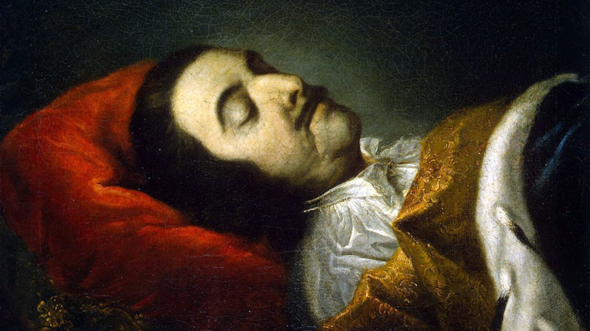 "Car (Petar Veliki) na samrtnoj postelji", slika Johanna Gottfrieda Tannauera.