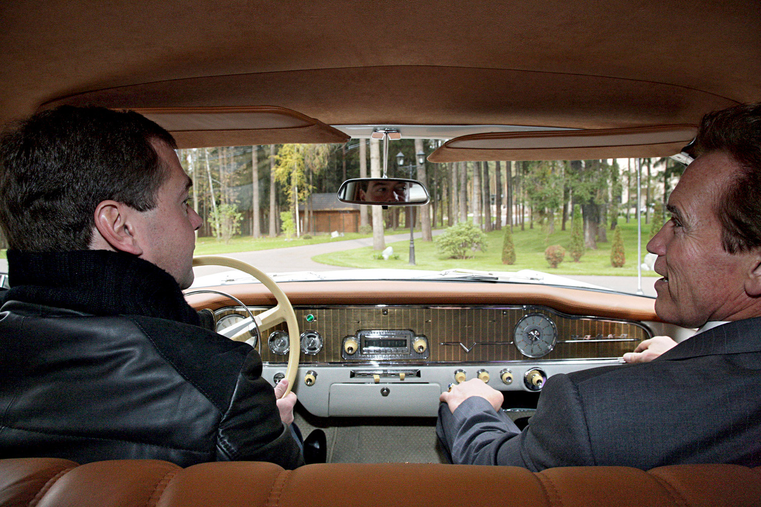 “Mister President, you are a very good driver,” twitted Schwarzenegger later