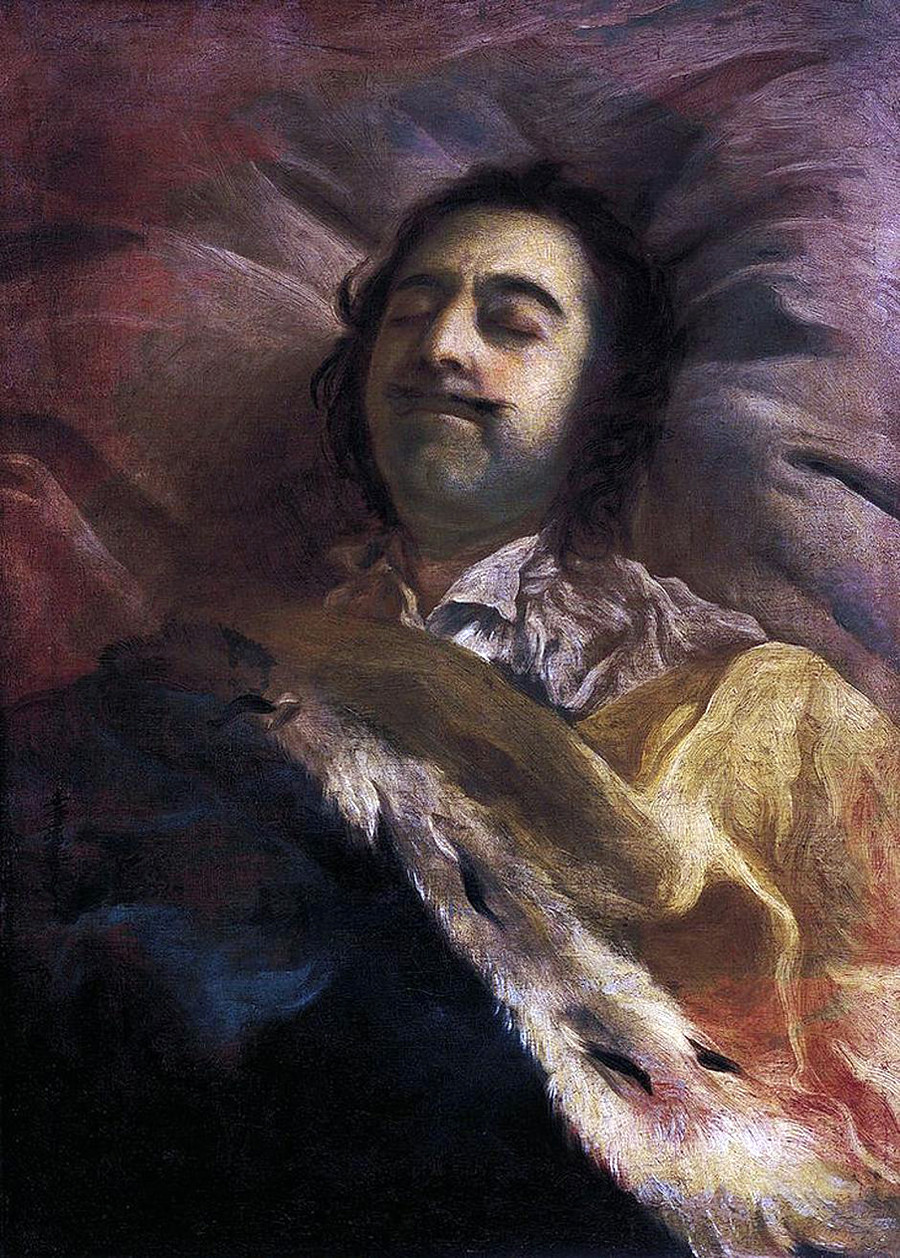 Pietro il Grande sul letto di morte. Dipinto di Ivan Nikitin