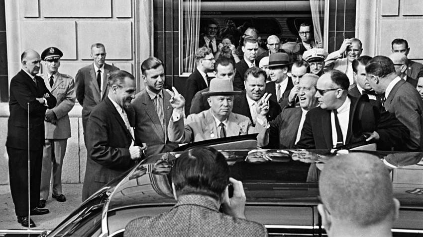 Il leader sovietico Nikita Khrushchev in visita ufficiale negli Stati Uniti