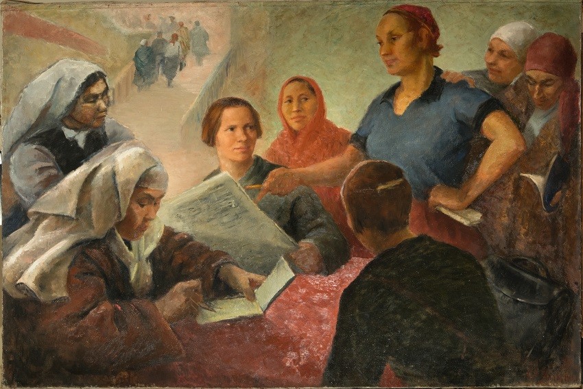 ‘Delegados femeninos del VI congreso’ (1932), obra de Olga Yanóvskaia.