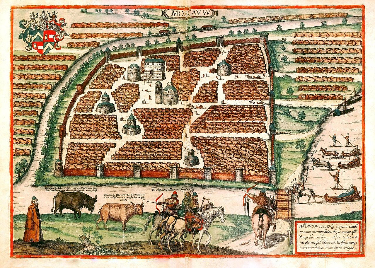 Moskovski Kremelj in okolica v izdaji Moskovskih zapiskov iz leta 1556.