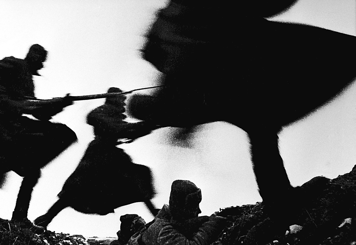 Soviet soldiers attacking.