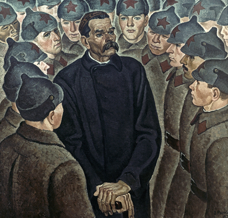 ‘Maxim Gorki visitando a los soldados del Ejército Rojo’, obra de Víktor Rízhij.