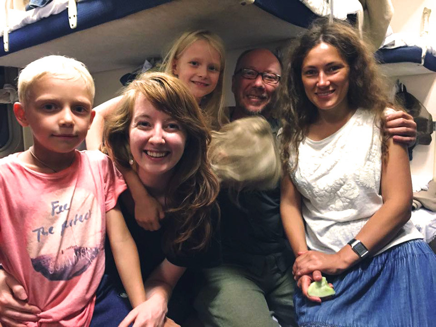 Virginia Robinson (second from the left) on her journey on the Trans-Siberian Railway.