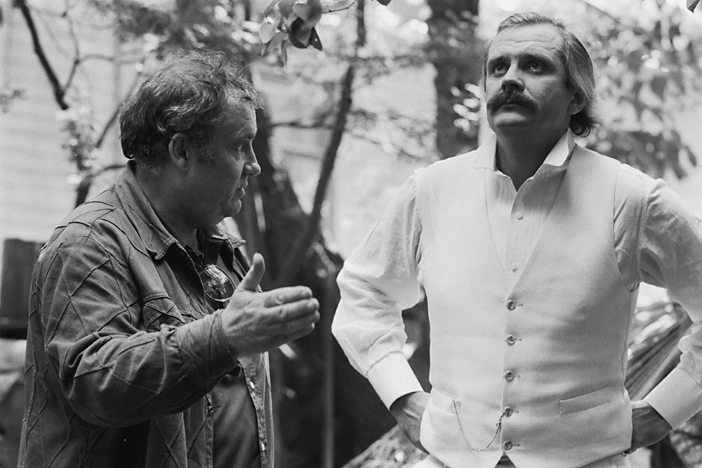Eldar Rjazanov in Nikita Mihalkov na snemanju filma Surova romanca, 1983. 