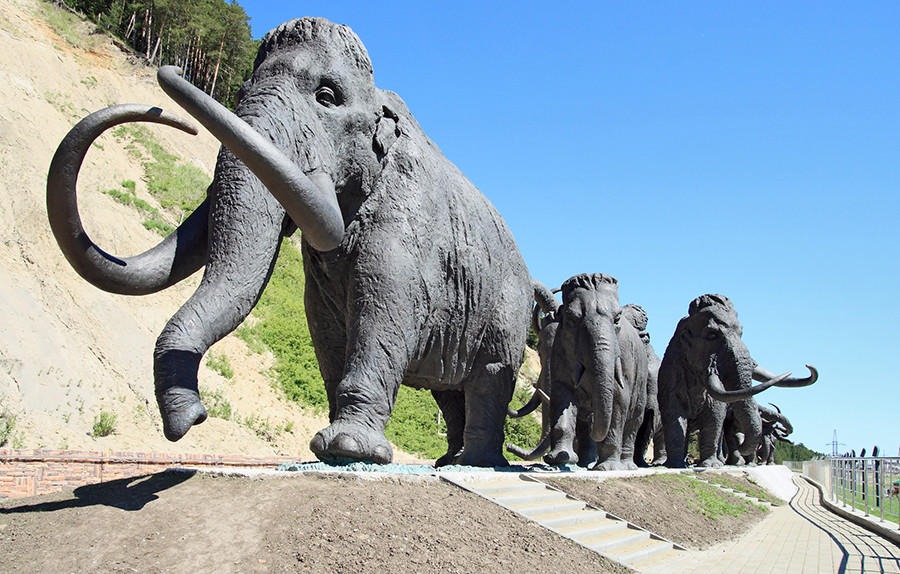 Diese Mammut-Herde wurde 2007 anlässlich des 425. Jubiläums der stadt Chanty-Mansijsk aufgestellt. 