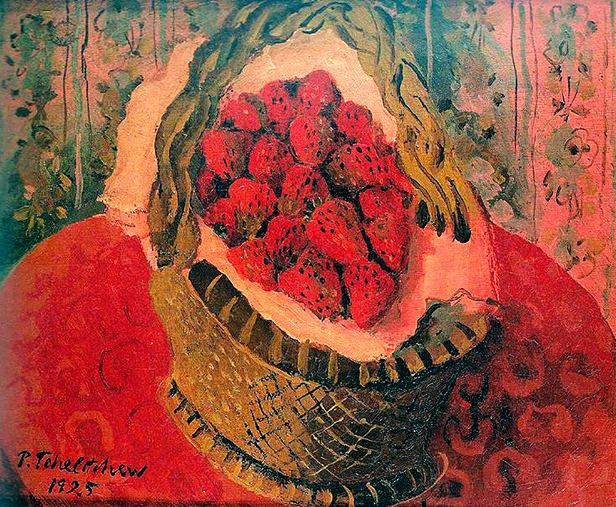 Panier avec des fraises par Pavel Chelichtchev