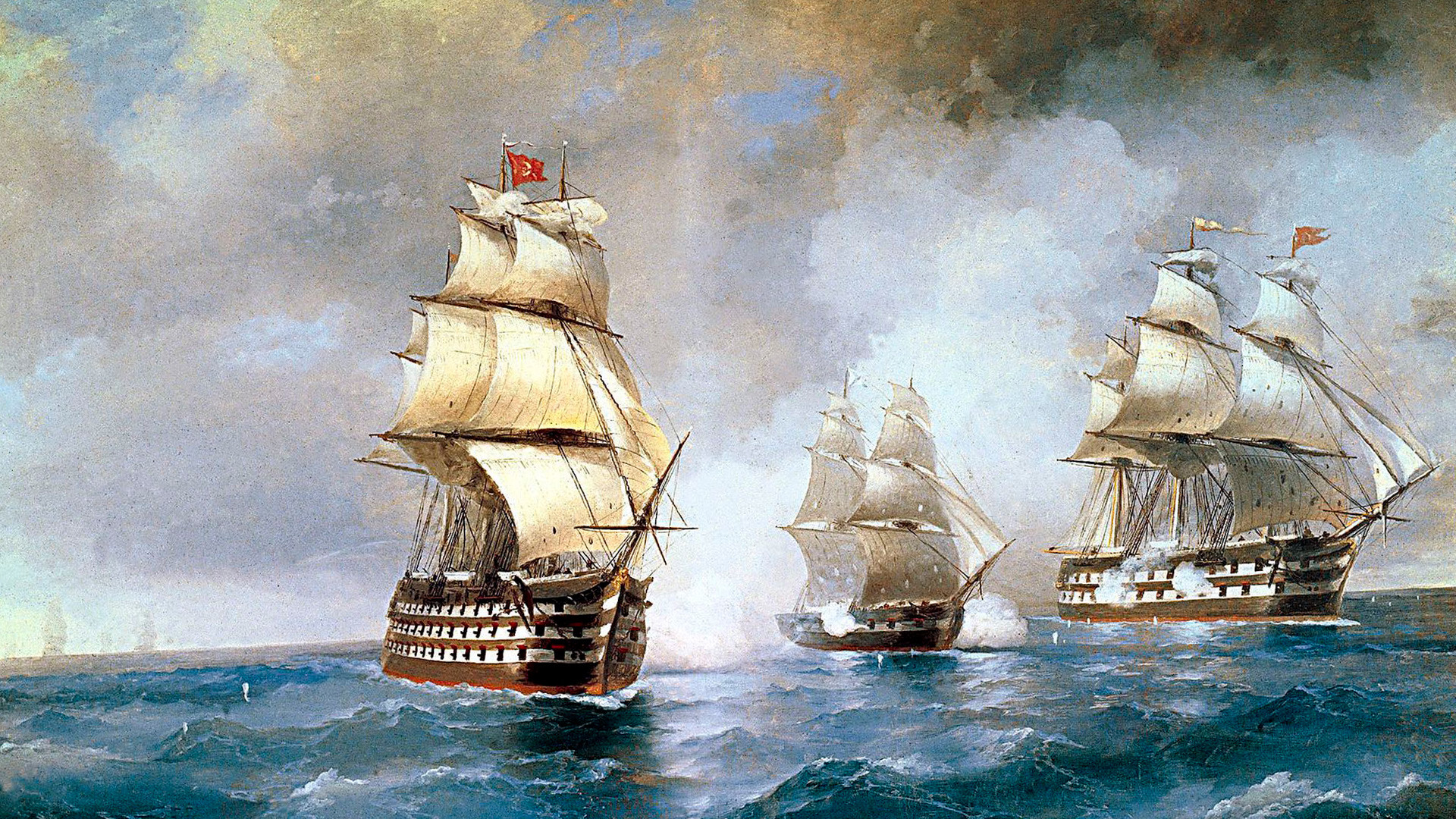 Brig Mercury attacked by two Turkish ships.